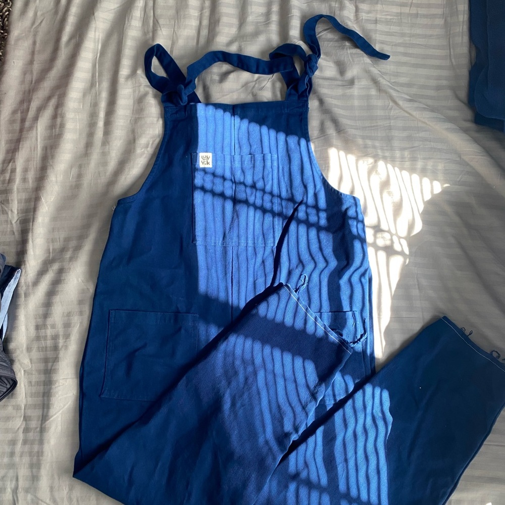 Lucy & Yak navy blue dungaree overalls M (altered)